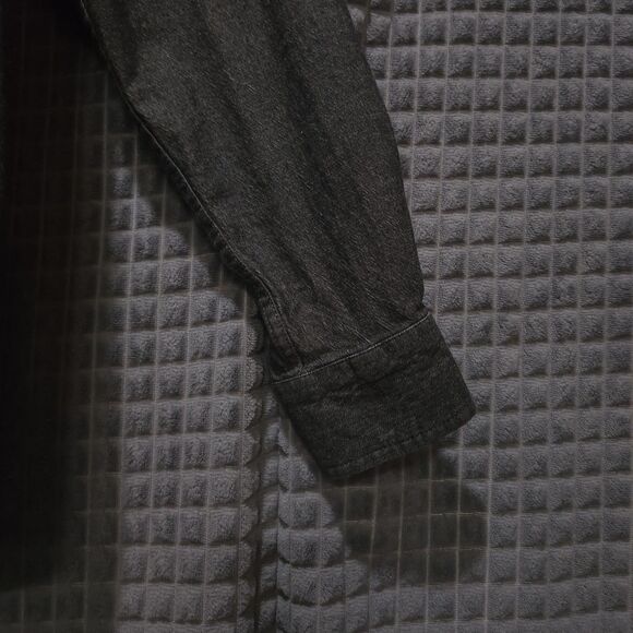 Black Denim Long Sleeve Shirt MensM Button Collared Lightweight Western Grunge - Picture 8 of 16